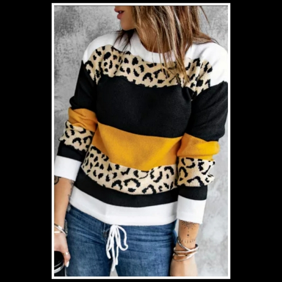 🎉HP🎉🧡Orange Leopard Sweater🧡 - Picture 4 of 7